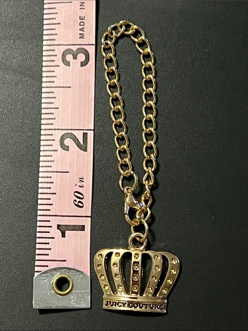 Vintage Juicy Couture Gold Crown Bag Charm Zipper Pull Y2K